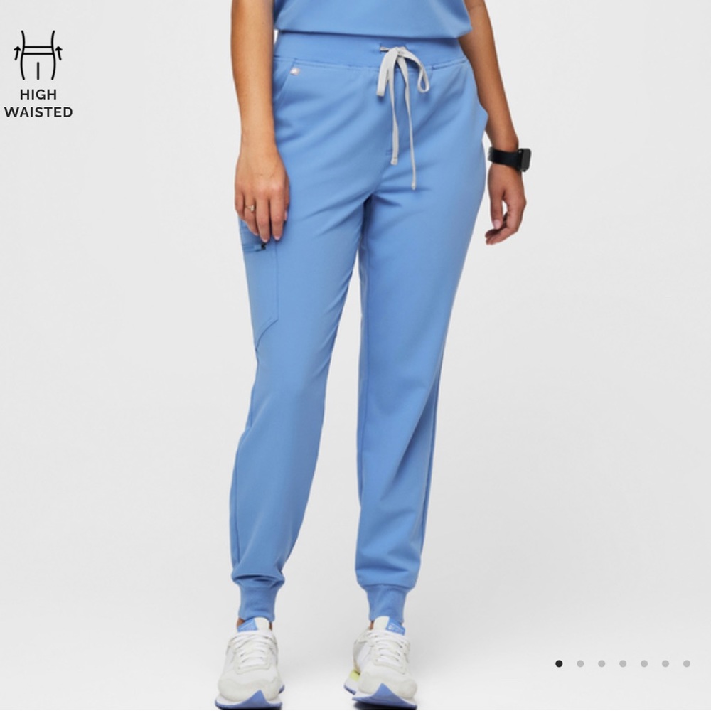 Figs Zamora High Waisted Jogger Scrub Pant Ceil Blue